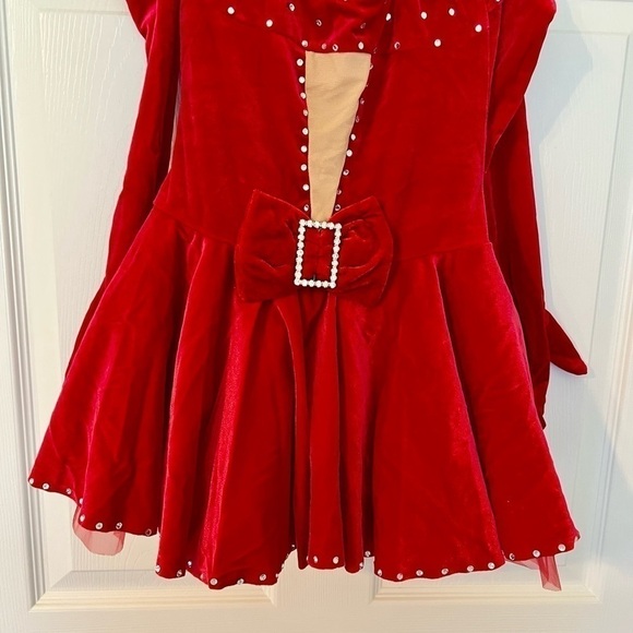 Art Stone Dance Competition Solo Costume Red Velvet Swarovski Crystals Jazz Tap - Picture 5 of 9